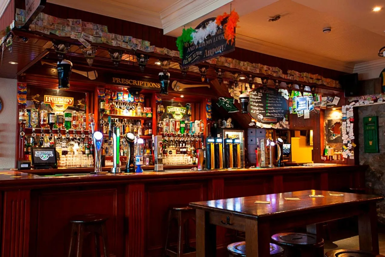 Bar stocked with drinks at Aberdeen Douglas Hotel, Aberdeen city centre